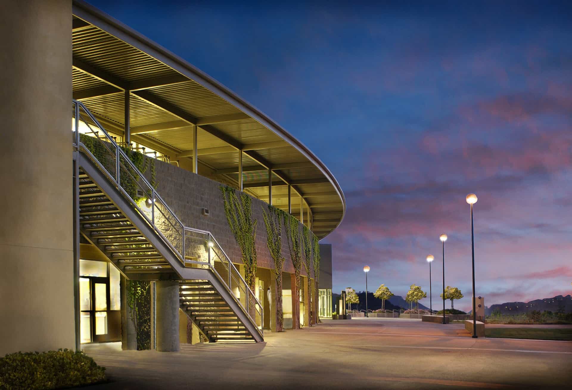 The San Diego Jewish Academy campus at dusk
