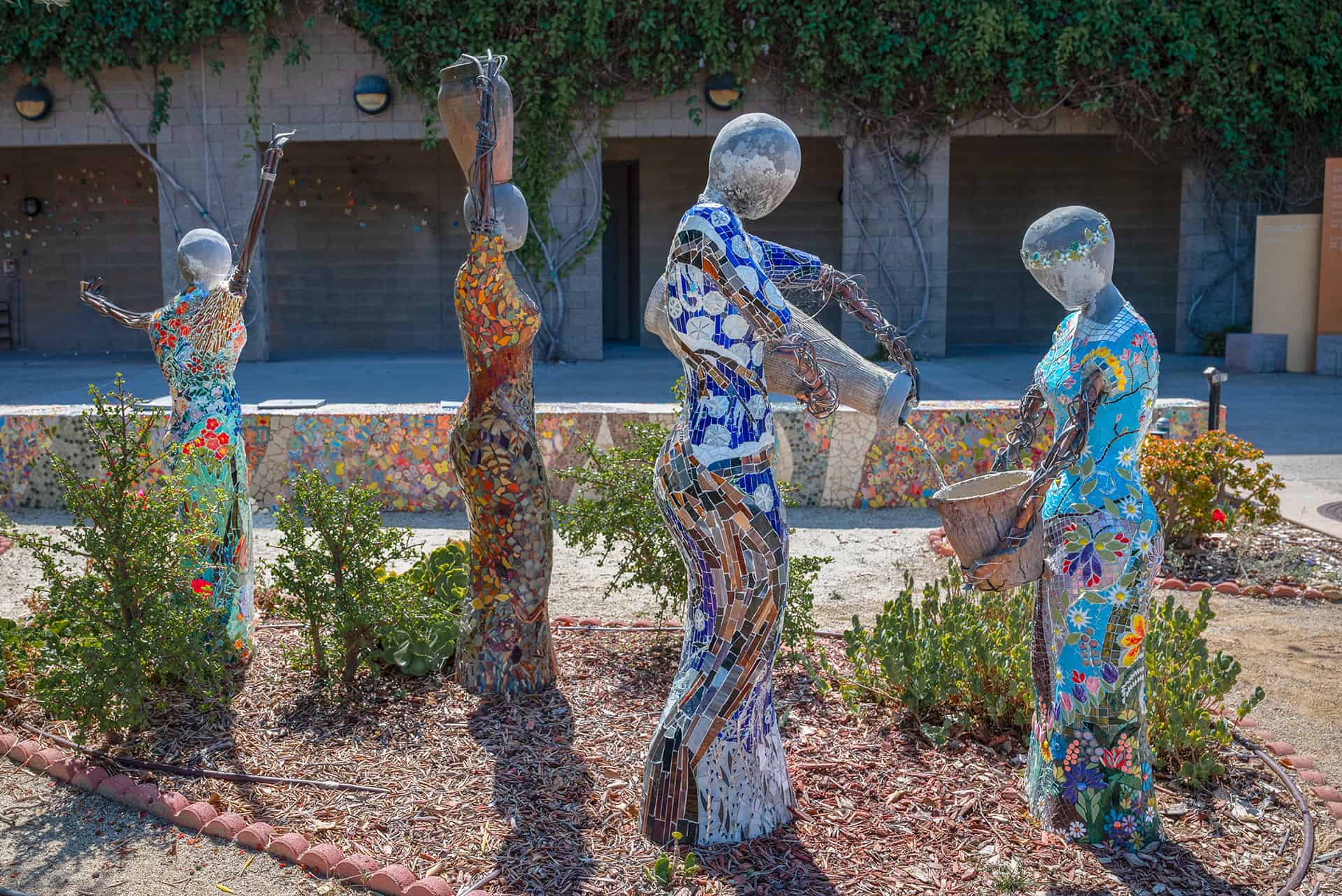 Mosaic statues on the SDJA campus