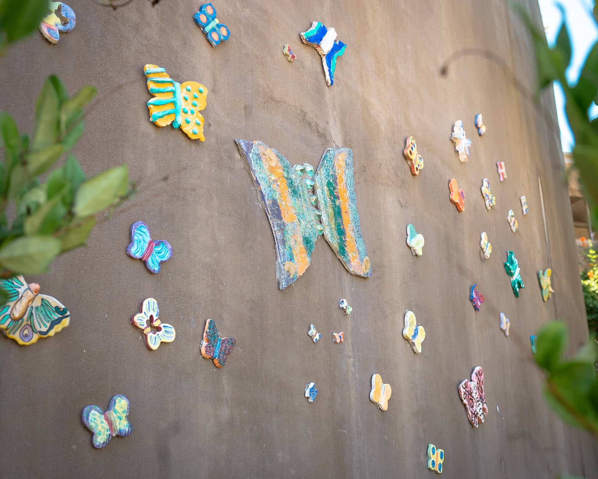 Butterflies decorating a wall at SDJA