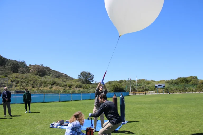 SDJA students work on launching their weather balloon from the SDJA campus