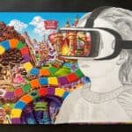 Colorful candyland inspired virtual reality art piece