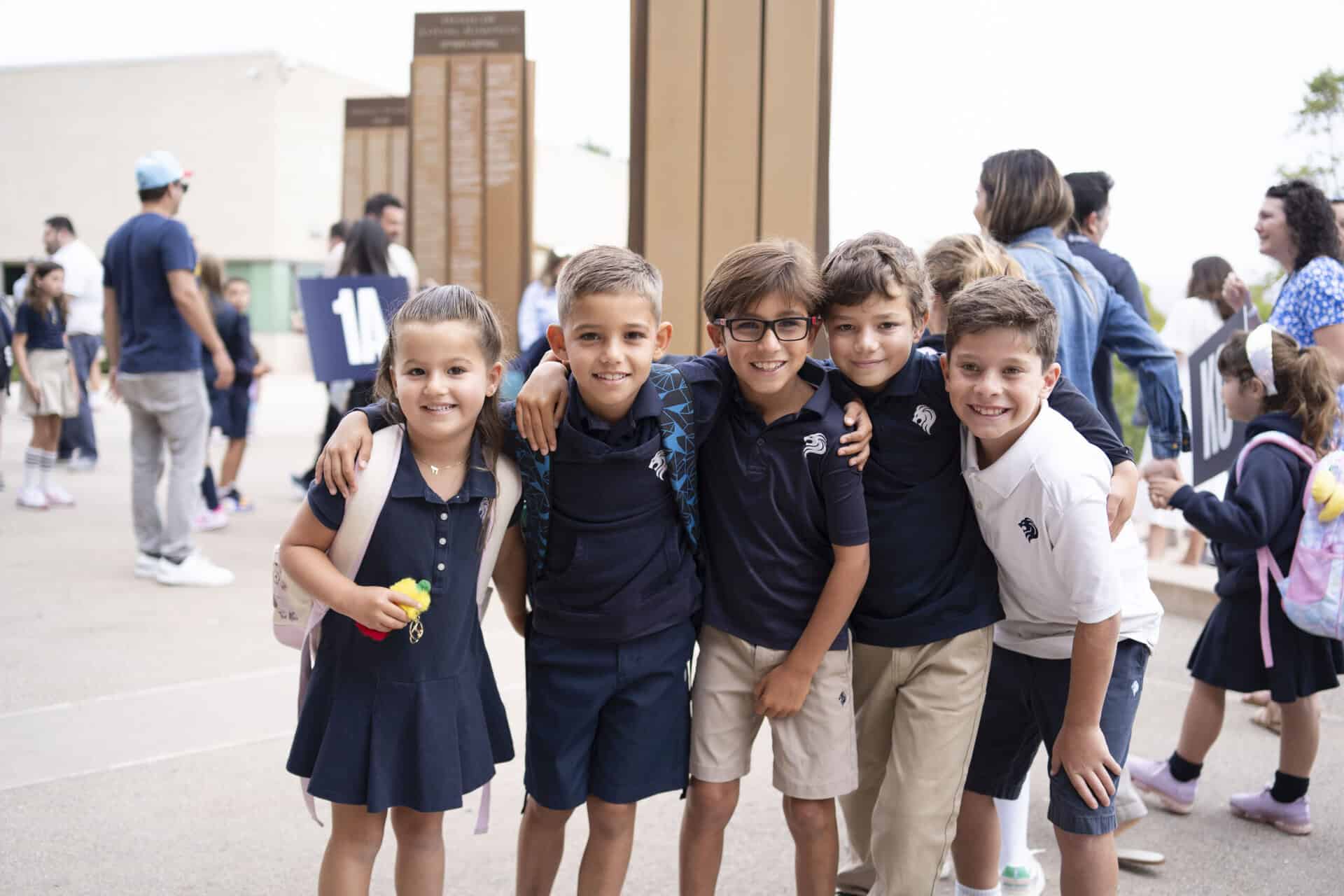 SDJA Elementary school students posing on the first day of school