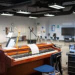 An organ set up in the SDJA music room