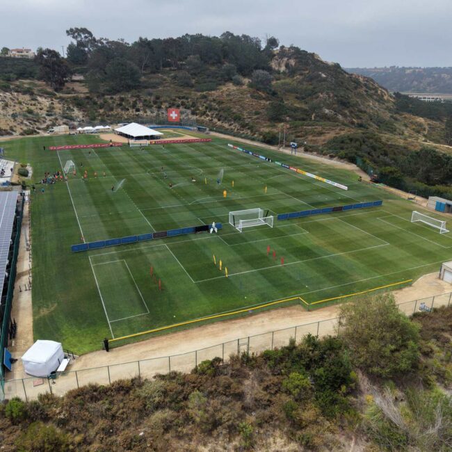 SDJA's athletics field, set up for FIFA World Cup soccer practice and used by the Swiss national team