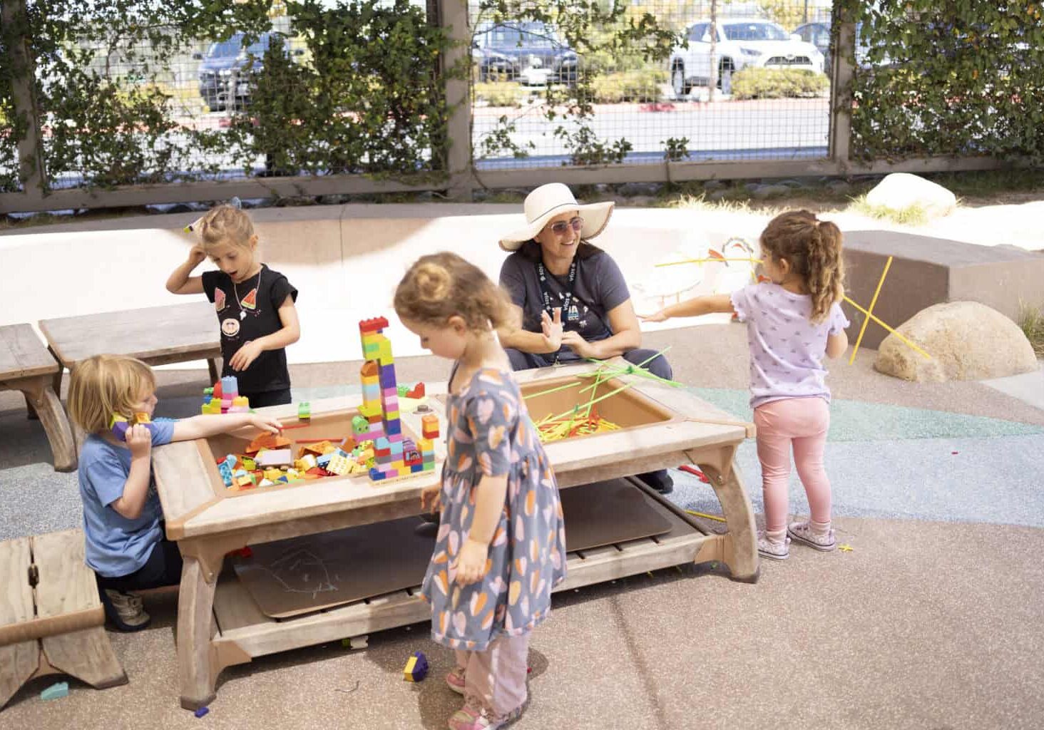 Preschool students at play on the playground