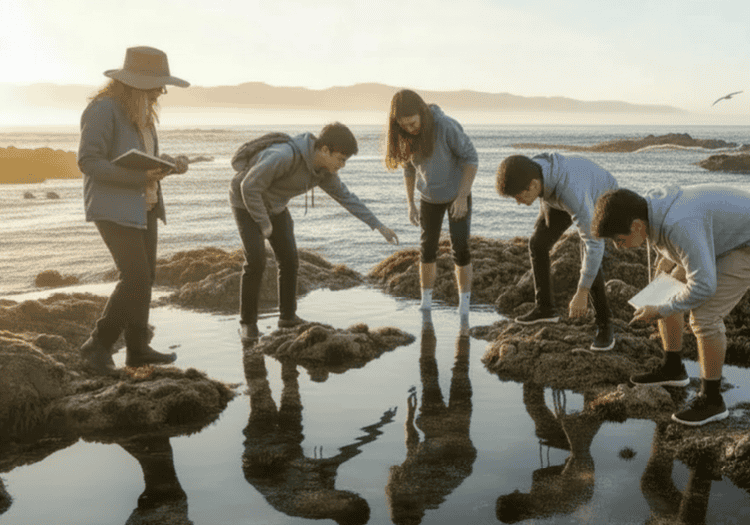 Students exploring local tide pools in San Diego